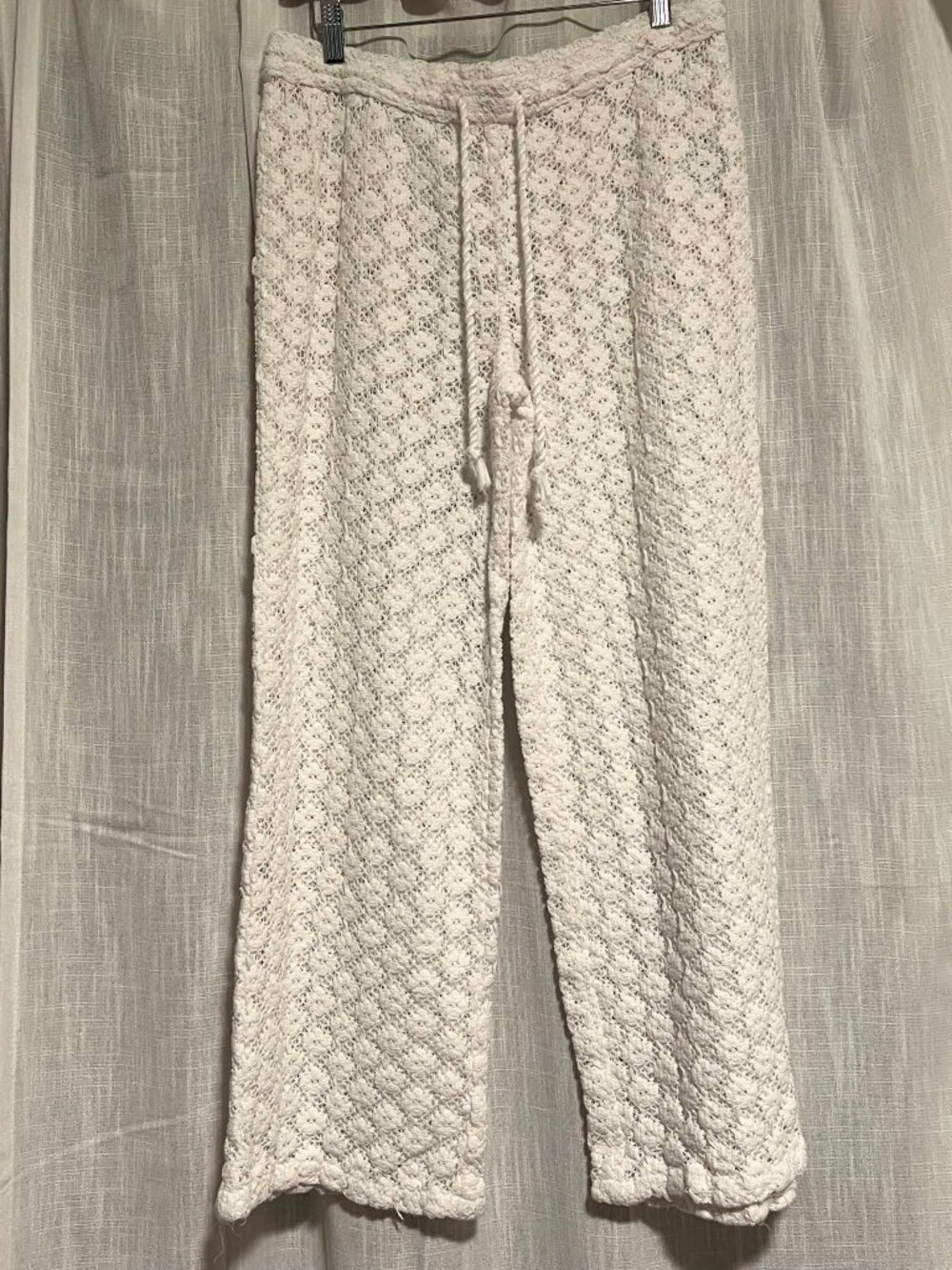 Open Knit-Crochet Wide Leg Pants Swim Cover Size M